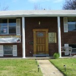 Outside with banner sign